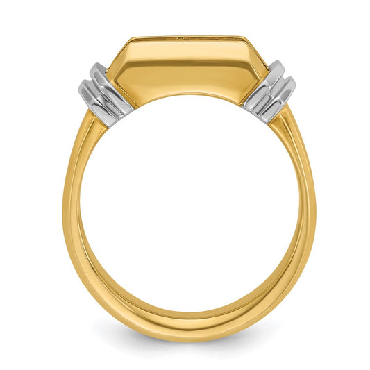 14k Two-tone Men's Polished and Grooved 5-Stone 1/2 Carat AA Quality Diamond Ring
