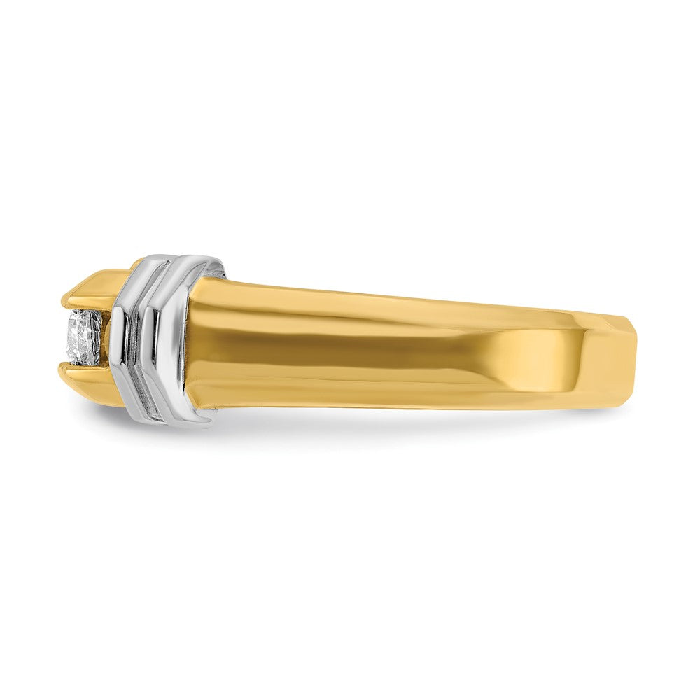 14k Two-tone Men's Polished and Grooved 5-Stone 1/2 Carat AA Quality Diamond Ring