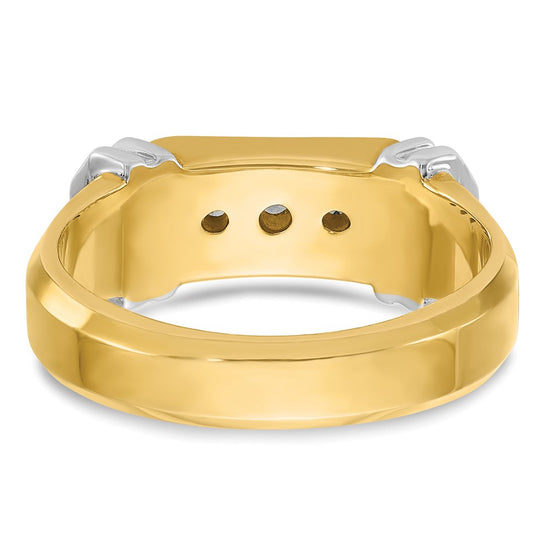 14k Two-tone Men's Polished and Grooved 5-Stone 1/2 Carat AA Quality Diamond Ring