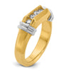 14k Two-tone Men's Polished and Grooved 5-Stone 1/2 Carat AA Quality Diamond Ring