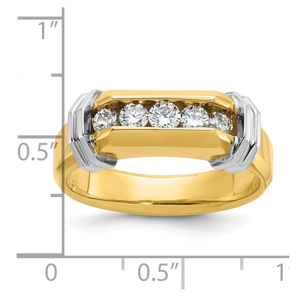 IBGoodman 14k Two-tone Men's Polished and Grooved 5-Stone Ring Mounting