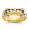 14k Two-tone Men's Polished and Grooved 5-Stone 1/2 Carat AA Quality Diamond Ring