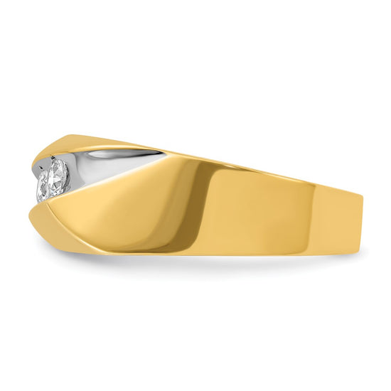 14k IBGoodman Men's Polished and Grooved 3-Stone Ring Mounting