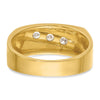 14k with White Rhodium Men's Polished and Grooved 3-Stone 1/3 Carat AA Quality Diamond Ring