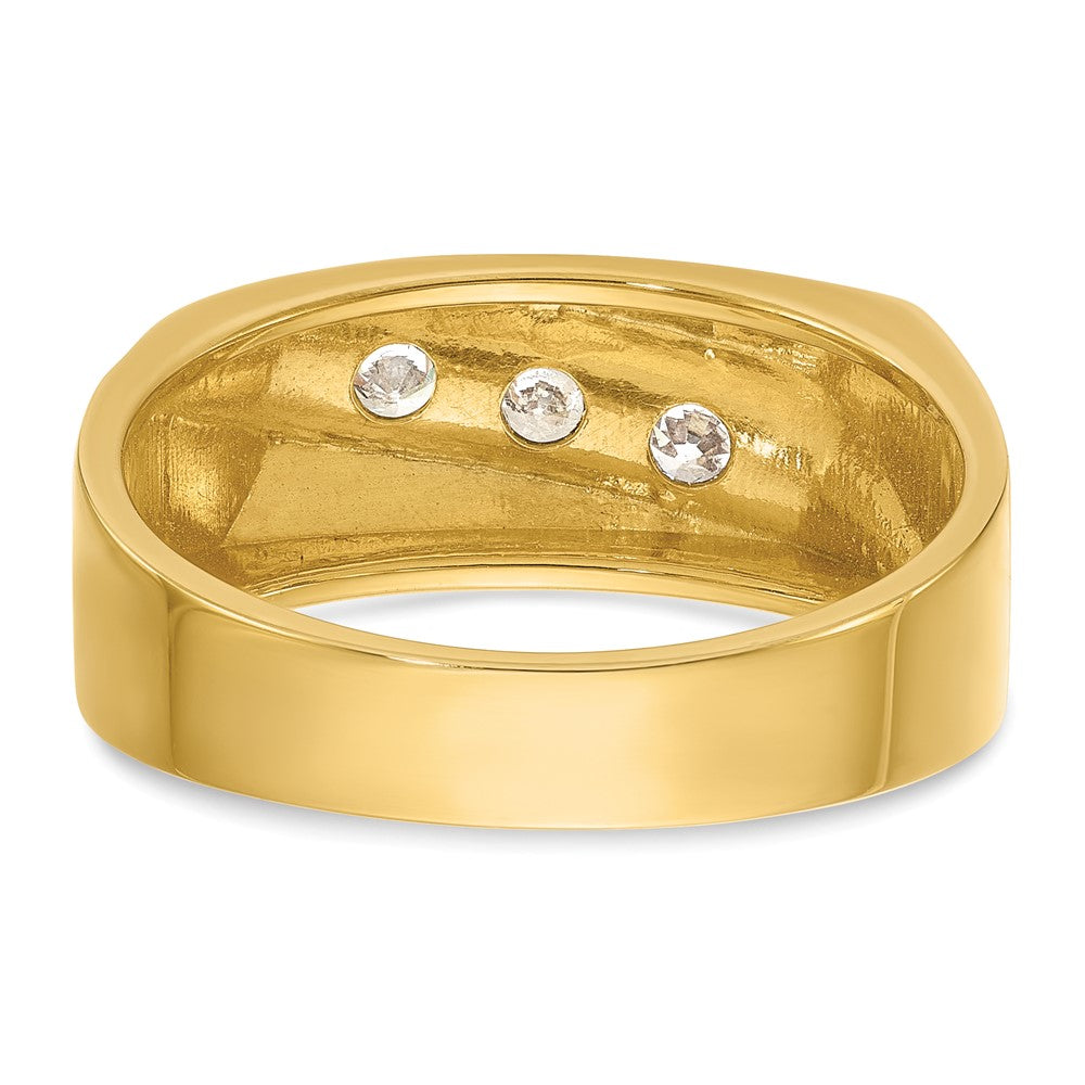 14k IBGoodman Men's Polished and Grooved 3-Stone Ring Mounting
