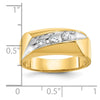 14k with White Rhodium Men's Polished and Grooved 3-Stone 1/3 Carat AA Quality Diamond Ring
