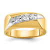 14k IBGoodman Men's Polished and Grooved 3-Stone Ring Mounting