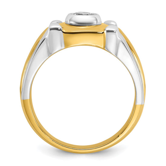 14k Two-tone Men's 1/2 carat Diamond Complete Ring