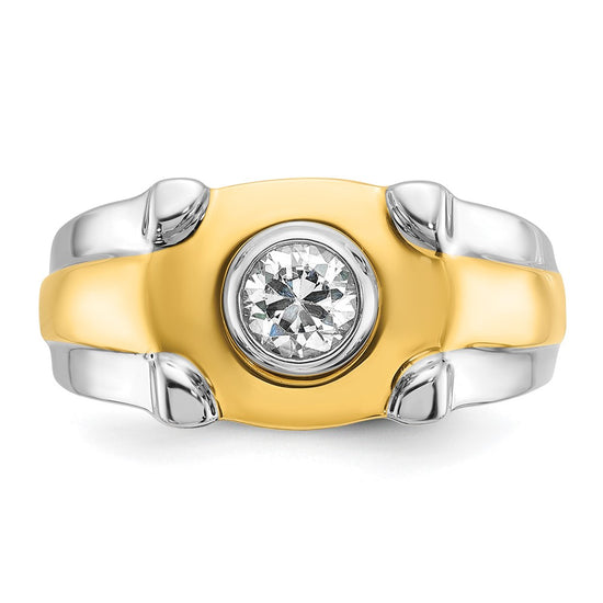 14k Two-tone Men's 1/2 carat Diamond Complete Ring