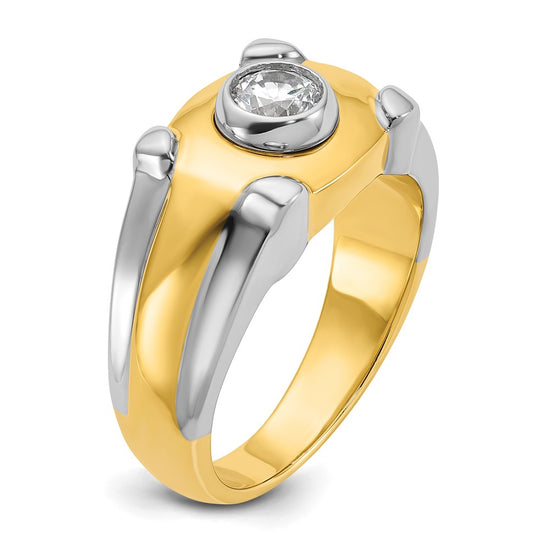 14k Two-tone Men's 1/2 carat Diamond Complete Ring