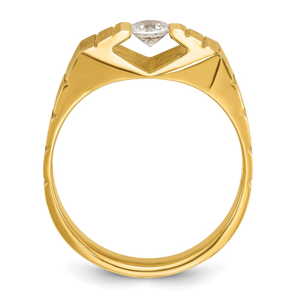 14k Men's Polished and Satin 1/3 carat Diamond Complete Ring