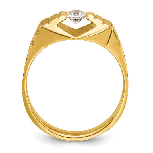 14k Men's Polished and Satin 1/3 carat Diamond Complete Ring