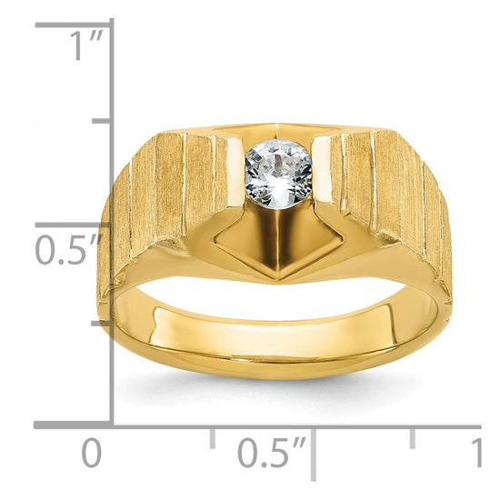14k Men's Polished and Satin 1/3 carat Diamond Complete Ring