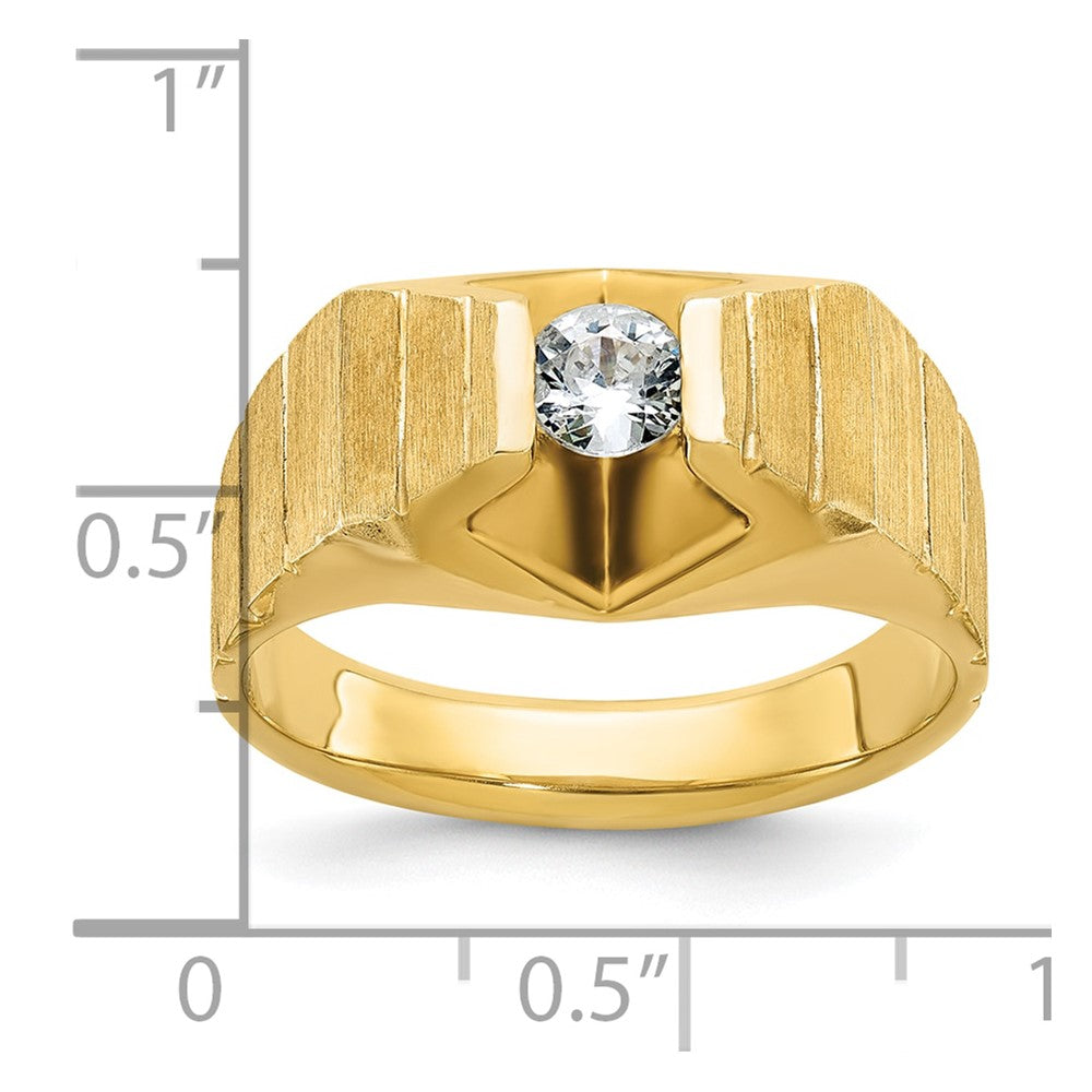 14k Men's Polished and Satin 1/3 carat Diamond Complete Ring