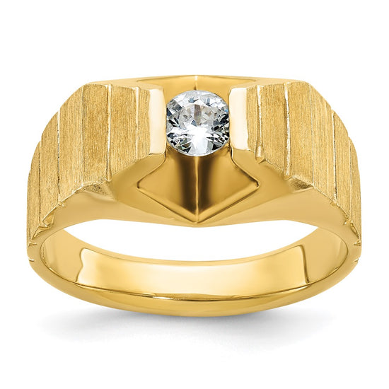 14k Men's Polished and Satin 1/3 carat Diamond Complete Ring