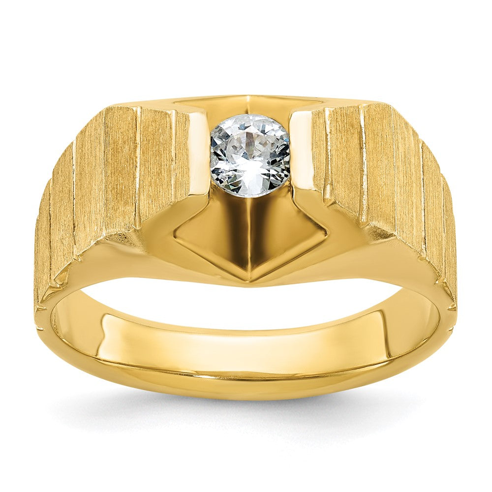 14k Men's Polished and Satin 1/3 carat Diamond Complete Ring