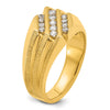 14k Men's Polished Satin and Grooved 1/2 Carat AA Quality Diamond Ring
