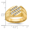 14k Men's Polished Satin and Grooved 1/2 Carat AA Quality Diamond Ring