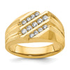 14k Men's Polished Satin and Grooved 1/2 Carat AA Quality Diamond Ring