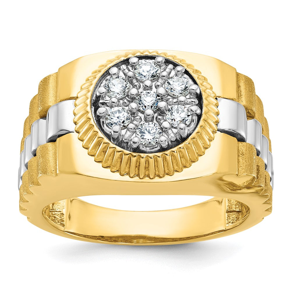 IBGoodman 10k Two-tone Men's Polished Satin and Textured Cluster Ring Mounting