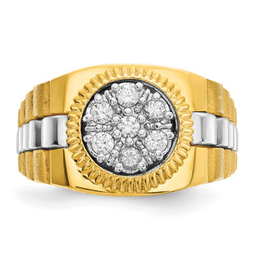 IBGoodman 14k Two-tone Men's Polished Satin and Textured Cluster Ring Mounting