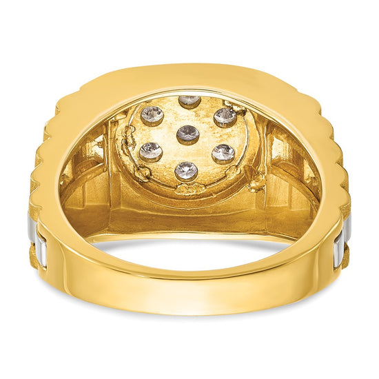 IBGoodman 14k Two-tone Men's Polished Satin and Textured Cluster Ring Mounting