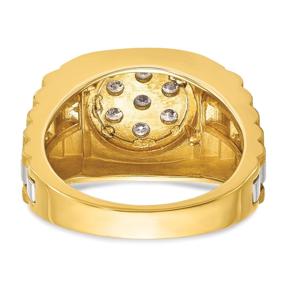 IBGoodman 14k Two-tone Men's Polished Satin and Textured Cluster Ring Mounting
