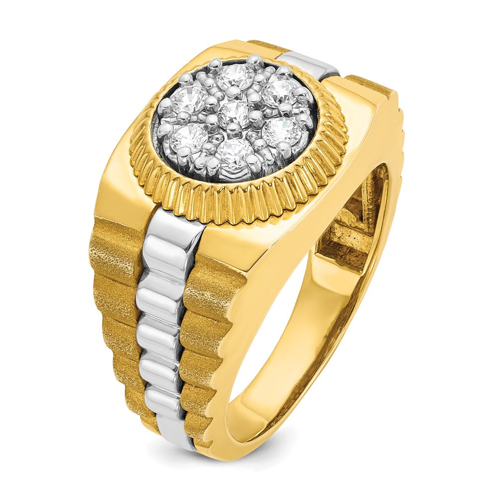 IBGoodman 14k Two-tone Men's Polished Satin and Textured Cluster Ring Mounting