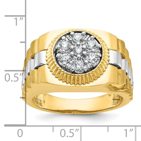 IBGoodman 14k Two-tone Men's Polished Satin and Textured Cluster Ring Mounting