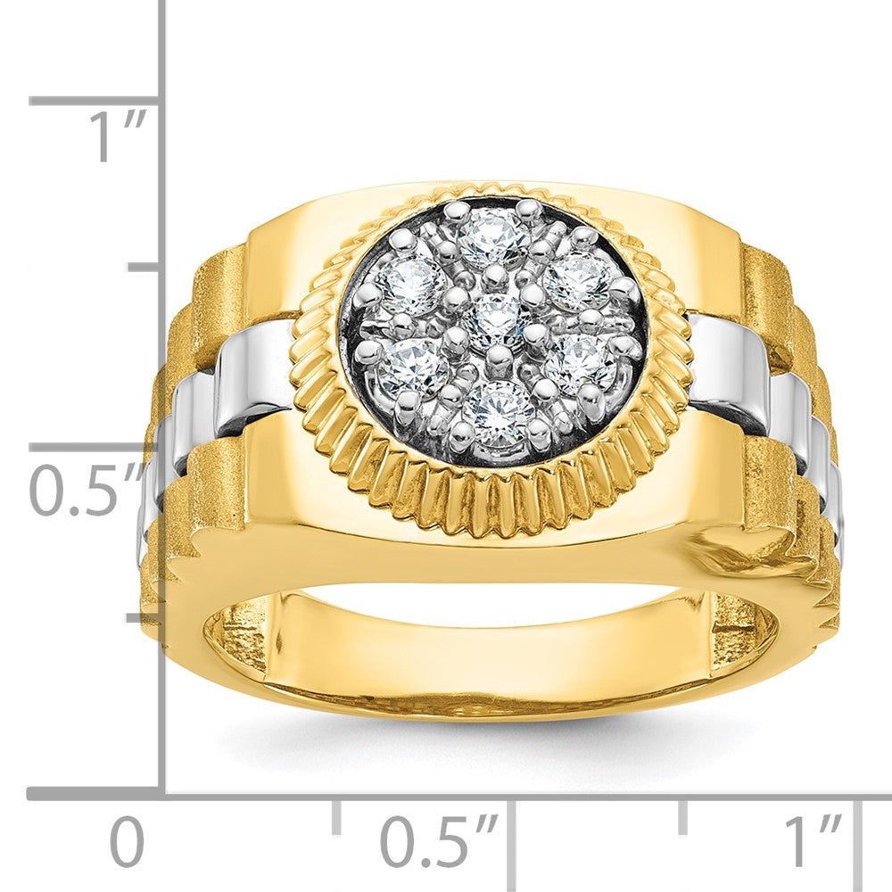 IBGoodman 14k Two-tone Men's Polished Satin and Textured Cluster Ring Mounting