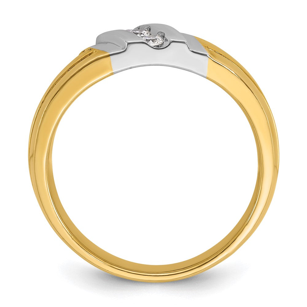 IBGoodman 14k Two-tone Men's Polished and Grooved 3-Stone 1/5 Carat AA Quality Diamond Ring