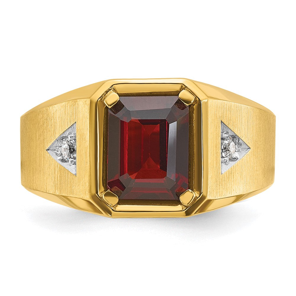14k IBGoodman Men's Polished and Satin Gemstone and Diamond Ring Mounting