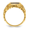 IBGoodman 10k Men's Polished and Nugget Textured with Blue Enamel and Lab Created Sapphire Blue Lodge Master Masonic Ring