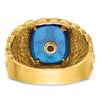 IBGoodman 10k Men's Polished and Nugget Textured with Blue Enamel and Lab Created Sapphire Blue Lodge Master Masonic Ring