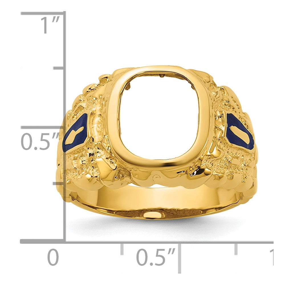 IBGoodman 14k Men's Polished and Nugget Textured Blue Lodge Master Masonic Ring Mounting