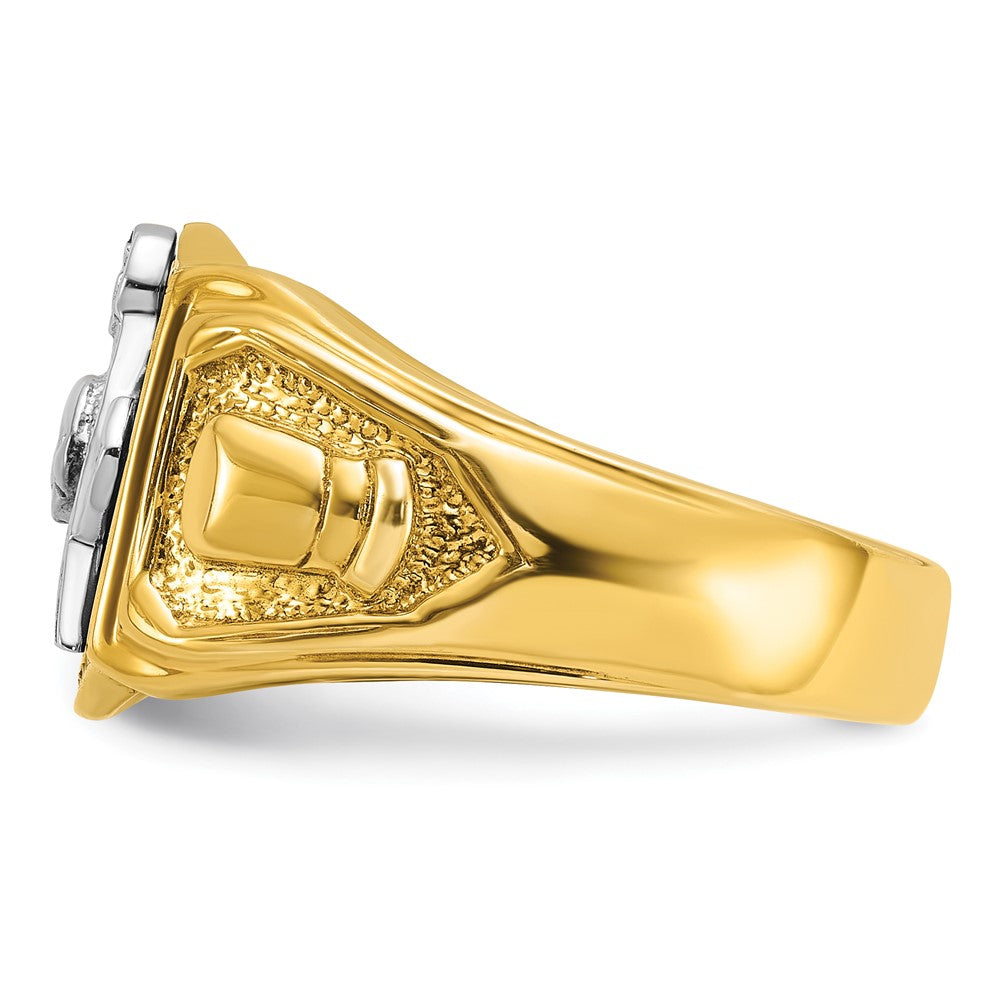 IBGoodman 14k Two-tone Men's Polished and Textured with Black Enamel Past Master Masonic Ring