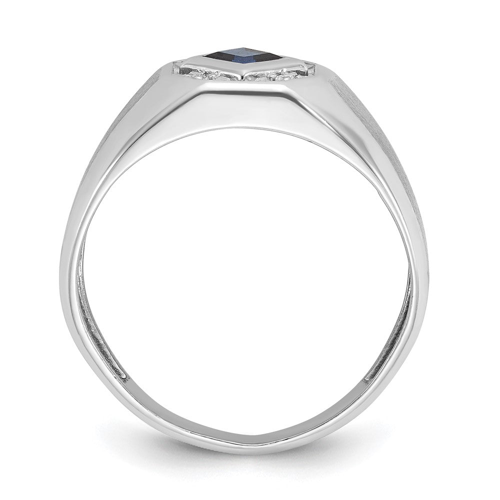 14k White Gold IBGoodman Men's Gemstone and Diamond Satin Ring Mounting