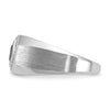 14k White Gold Men's Created Sapphire and 1/20 carat Diamond Satin Complete Ring
