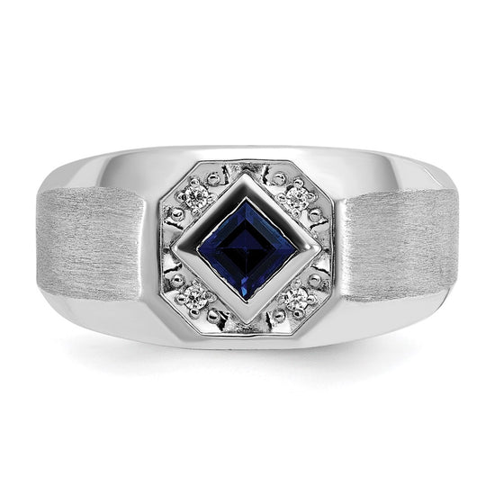 14k White Gold IBGoodman Men's Gemstone and Diamond Satin Ring Mounting
