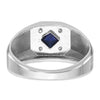 14k White Gold IBGoodman Men's Gemstone and Diamond Satin Ring Mounting