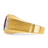 14k Men's Polished and Satin Created Ruby and 1/20 carat Diamond Complete Ring