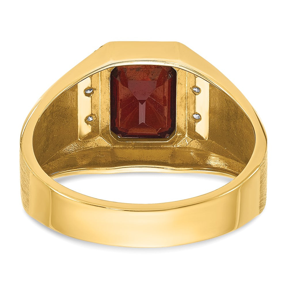 14k IBGoodman Men's Polished and Satin Gemstone and Diamond Ring Mounting
