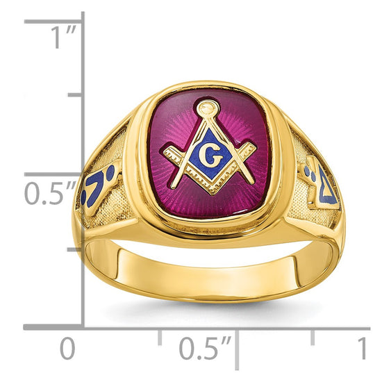 IBGoodman 10k Men's Polished and Textured Blue Lodge Master Masonic Ring Mounting