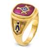 IBGoodman 14k Men's Polished and Textured with Blue Enamel and Lab Created Ruby Blue Lodge Master Masonic Ring