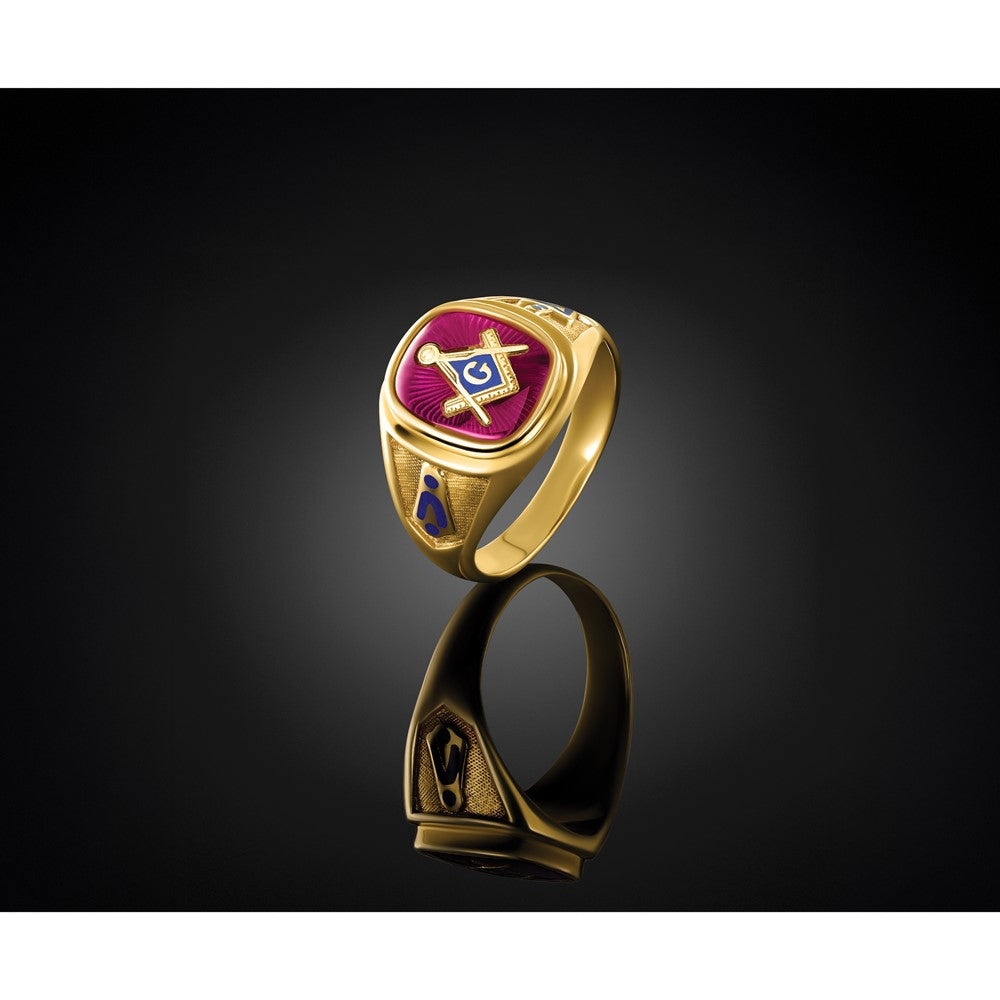 IBGoodman 14k Men's Polished and Textured Blue Lodge Master Masonic Ring Mounting