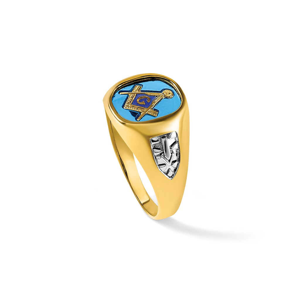 IBGoodman 10k Men's Polished and Textured Blue Lodge Master Masonic Ring Mounting