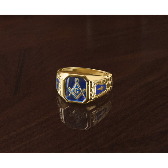 IBGoodman 10k Men's Polished and Textured Blue Lodge Master Masonic Ring Mounting