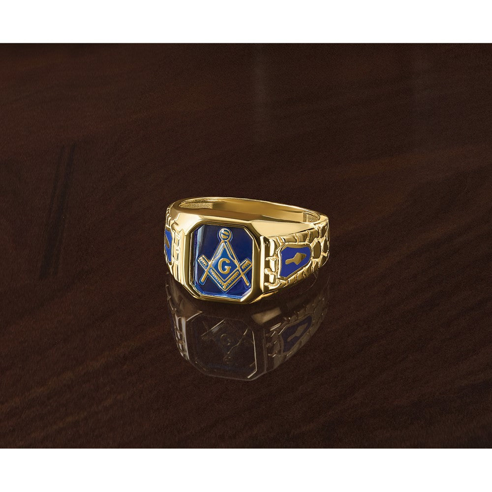 IBGoodman 10k Men's Polished and Textured Blue Lodge Master Masonic Ring Mounting