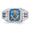 IBGoodman 14k White Gold Men's Polished and Textured Blue Lodge Master Masonic Ring Mounting