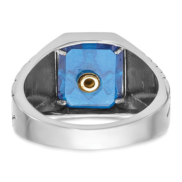 IBGoodman 14k White Gold Men's Polished and Textured Blue Lodge Master Masonic Ring Mounting